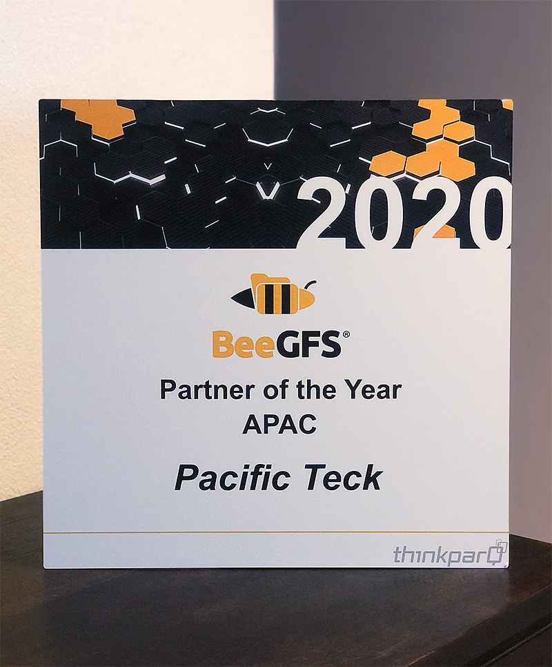 we have received the BeeGFS APAC Partner of the Year 2020.